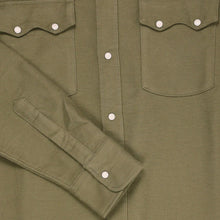 Wythe - Pearl Snap Moleskin Shirt - Olive